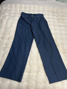 Anne Klein Navy Wide-Leg Trousers with Elastic Back- size 12
